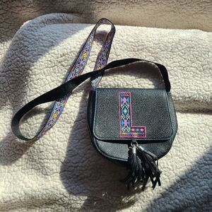 Justice L initial aztec crossbody purse